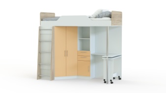 Кровать-чердак со столом Ника 427 BMS с лестницей