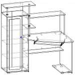 Чертеж Компьютерный угловой стол Млайн 32 BMS