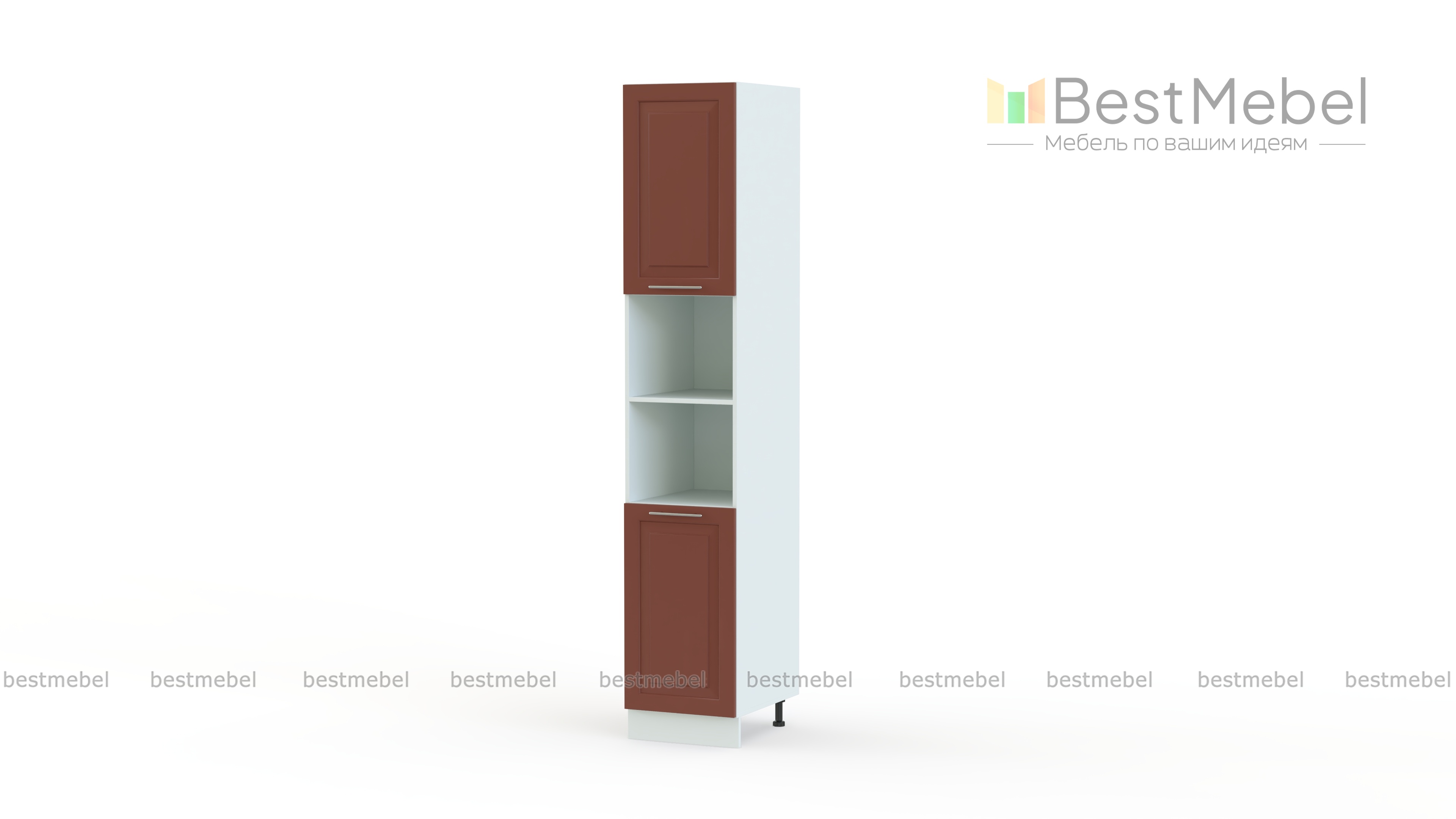 Шкаф-пенал двухдверный с открытыми полками Ирен BMS