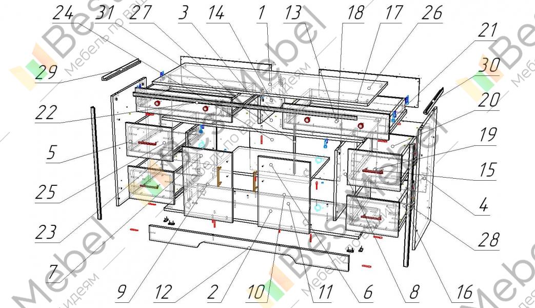 Схема сборки комода стенворд