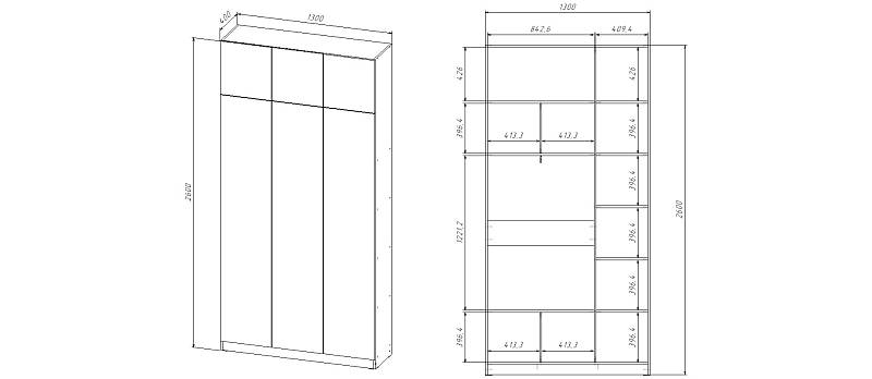 Шкаф распашной Ангард 30 (1300*2600*400)