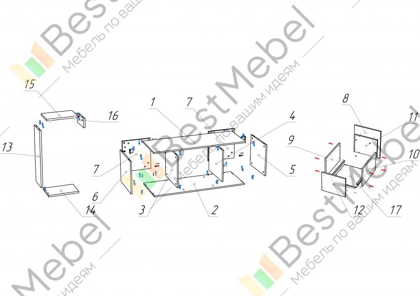 Схема сборки тумбы под телевизор