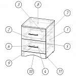 Чертеж Тумба прикроватная Шарлота BMS